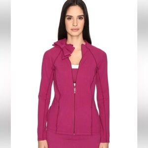 Kate Spade x Beyond Yoga Neck Bow Front Zip Jacket in Zinfandel. XL